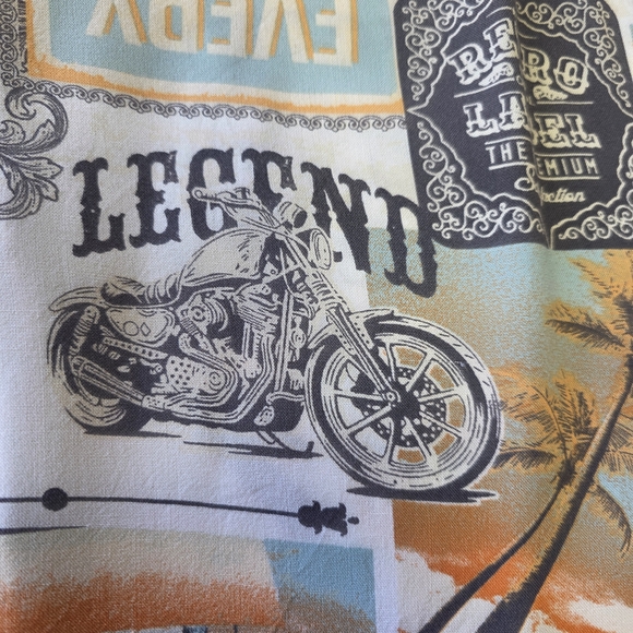 Route 66 Motorcycle Shirt XL Rayon Button Up Retro Americana Graphic Hawaiian - Picture 4 of 7